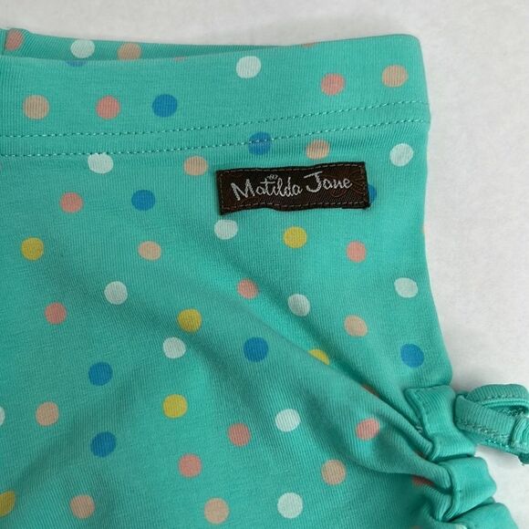 Matilda Jane lime green polka dot cinched and ruffled shorts size 6 NWOT - Picture 5 of 9